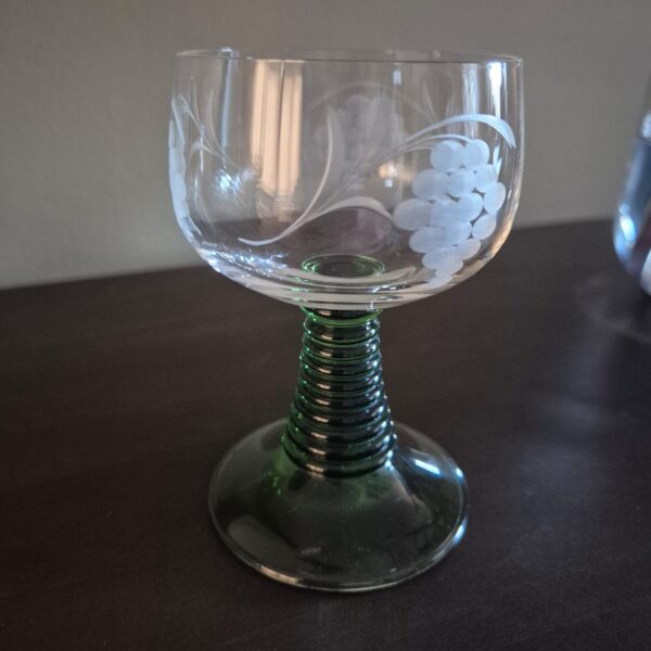 1 retro glas groene voet (druif) - Afbeelding 2